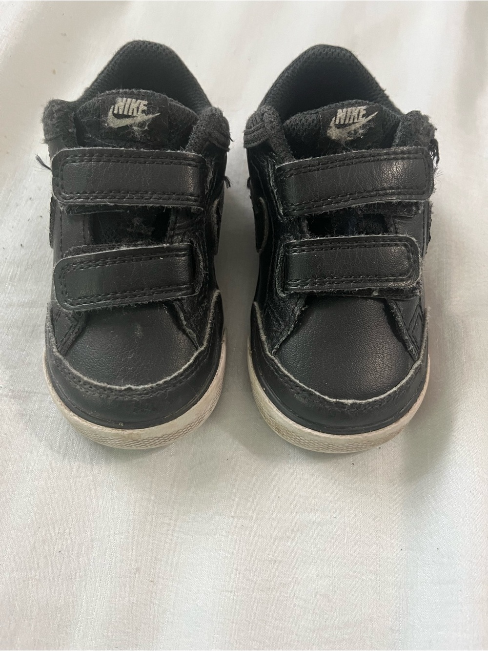 Nike Kids Black Velcro Sneakers with White Soles
